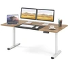 Image de CostwayBureau Debout   lectrique 140x70cm Bureau R ©glable en Hauteur Bureau Ergonomique avec M ©moire des Hauteurs Trou pour C  ble Beige
