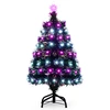 Image de CostwaySapin de Noël Artificiel Pré-Illuminé de 93cm avec Fibres Optiques Multicolores 96 Lumières LED 8 Modes 96 Branches en PVC Étoile Vert