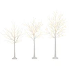 Image de Costway3 Arbres de Bouleau Illuminés Arbres de Noël Artificiels Pré-Éclairés de 120/150/180 cm avec 216 LED Blanc Chaud Branches Flexibles