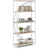 Image de CostwayBibliothèque 5 Niveaux avec Rayonnages Ouverts Étagère Haute Autoportante Design en Arc Cadre Métallique 86 x 30 x 175 cm Naturel