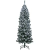 Image de Costway180CM Sapin de Noël Pré-éclairé Arbre Articulé avec 533 Branches en PVC Enneigé 260 Lumières LED Blanc Chaud 8 Modes Pied Métallique Pliable