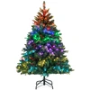 Image de CostwayArbre de Noël Artificiel Pré-éclairé avec Télé Lumières RGB Multicolores Branches en PE&PVC Modes Scintillants Branches à Charnières