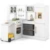 Image de CostwayCuisine d'Angle avec Lumi ¨res et Sons Ensemble de Jeu en Bois Interactif avec Plateau R ©tractable   vier Plaques de Cuisson Four 3 Ans+ Blanc