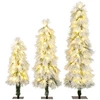 Image de CostwayLot de 3 Sapins de Noël Artificiels (90/120/150 cm) avec Lumières Pointes de Branches Saupoudrées de Neige 30, 50 et 70 Lumières LED