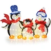Image de CostwayDécorations de Noël Famille de Pingouins Lumineux Ensemble Pingouins 2D 3 Pièces avec 160 LED Décorations de Noël Multicolore