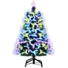 Image de CostwaySapin de Noël à Fibre Optique 95 CM Sapin Artificiel Pré-éclairé avec 93 Branches Étoile de Sommet & Pied Métallique Pliable Vert