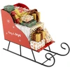 Image de CostwayPanier Traîneau de Noël en Métal Traîneau de Rangement pour Cadeaux du Père Noël Charrette Décorative Festive 73,5 x 31 x 50,5 cm Rouge