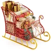 Image de CostwayPanier Traîneau du Père Noël en Métal Traîneau de Rangement à 2 Niveaux pour Noël Chariot Décoratif Festif 85 x 42 x 61,5 cm Rouge