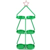 Image de CostwaySupport pour Plantes de Noël Étagère d'Exposition à 3 Niveaux en Forme d'Arbre avec Étoile Rouge en Sommet & Cadre en Métal Vert