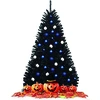 Image de Costway180cm Sapin de Noël Artificiel Noir avec Branches Fournies Arbre d’épicéa Décoration de Fête de Noël Arbre de Noël avec Support en Fer