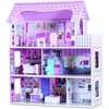Image de CostwayMaison de Poupées en Bois à 3 Etages Maison de Rêves avec Accessoires Meubles de Jeu Adaptés pour Enfants Fille Rose