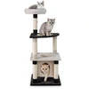 Image de CostwayArbre à Chat Multi-Niveaux Tour Moderne pour Chats avec Poteaux et Panneau à Griffer en Sisal Plateforme Arquée Perchoir Rembourré Beige