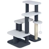 Image de CostwayEscalier pour Chats Tour 2 en 1 pour Animaux de Compagnie avec Griffoir en Jute Sisal 3 Plateformes Tour à 4 Marches Gris