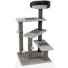 Image de CostwayArbre à Chat de 93 cm de Haut Tour à Chatons à 5 Niveaux avec Poteaux à Griffer en Sisal et Jute Tapis Étagère Rembourrée 3 Plateformes Gris