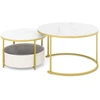 Image de CostwayLot de 2 Tables Basses Rondes Table Cocktail Circulaire de 80 cm & 60 cm avec Panier de Rangement en Tissu & Structure Métallique Blanc