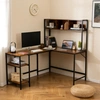 Image de CostwayBureau en L avec Rangement Table d'Angle pour Ordinateur avec   tag ¨res de Rangement et Accroche-casque Bureau de Gamer Marron Rustique