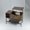 Image de CostwayTable Basse à Plateau Relevable avec Compartiment Caché Table en Bois pour Salon avec Étagère de Rangement Table de Centre Brun Rustique