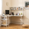 Image de CostwayBureau en L avec Rangement Table d'Angle pour Ordinateur avec   tag ¨res de Rangement et Accroche-casque Bureau de Gamer Blanc