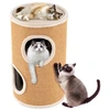 Image de CostwayTonneau Griffoir Chat à 3 Étages Tapis à Griffer en Sisal Tour Chat avec Coussin 2 Grandes Entrées 36 × 36 × 59,5 cm Charge 15kg Brun