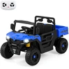 Image de CostwayCamion Benne Électrique 12V avec Benne Basculante Télécommande Musique Histoire Lumières LED & Suspension à Ressort pour 3-8 Ans Bleu