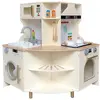 Image de CostwayCuisine de Jeu pour Enfants Cuisine d'Angle en Bois avec Robinet et Évier Fonctionnels Micro-ondes et Lave-vaisselle pour 3 Ans Beige