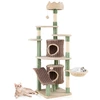 Image de Costway163CM Grand Arbre à Chat Tour pour Chat avec 2 Condos Perchoir en Peluche Panier-Lit Poteaux à Griffer en Sisal Balles Suspendues Vert