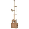 Image de CostwayArbre à Chat du Sol au Plafond Tour d'Escalade Ajustable en Hauteur avec Cache Litière Capsule Spatiale Cndo Poteaux à Griffer Marron