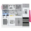 Image de CostwayEnsemble de Cuisine en Bois avec Lumières et Sons Grande Cuisine Modulaire et Réfrigérateur Jouet avec Fonctionnalités pour 3 Ans+ Gris