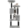 Image de CostwayGrand Arbre à Chat à Plusieurs Niveaux Tour pour Chat de 156 cm avec 2 Condos 2 Lits Poteaux à Griffer Boules Suspendues avec Clochette Gris