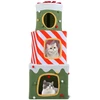 Image de CostwayArbre à Chat de Noël pour Chats Meuble d'Escalade pour Chats Mignon de 120 CM avec 3 Condos & Cavernes Cachées Balle Suspendue Vert