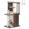 Image de CostwayArbre à Chat Moderne de 112 cm Tour pour Chatons Multi-Niveaux avec Griffoirs en Sisal Balles Suspendues Coussins en Peluche Marron Rustique
