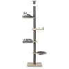 Image de CostwayArbre à Chat Ajustable du Sol au Plafond à 5 Niveaux Tour pour Chats 236-271 cm de Hauteur avec Perchoir Poteaux à Gratter et Coussins Gris