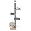 Image de CostwayArbre à Chat Réglable du Sol au Plafond à 5 Niveaux Meuble d'Escalade en Bois de 236-271 CM avec Perchoir Condo Poteaux à Griffer Gris