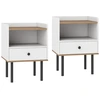 Image de CostwayLot de 2 Tables de Chevet Tables de Nuit avec Tiroir et Étagère de Rangement Ouverte Tables d'Appoint pour Canapé avec Pieds en Métal Blanc