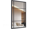 Image de CostwayMiroir Mural 100 x 70 cm Miroir Suspendu avec Cadre en Métal Miroir Décoratif Rectangulaire Orientation Horizontale/Verticale Noir