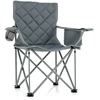 Image de CostwayChaise de Camping Chaise Pliante d'Extérieur Robuste avec Poche Isotherme et Porte-gobelet Chaise de Jardin Portable Charge 227 KG Gris