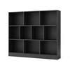 Image de CostwayBibliothèque à 10 Cases Armoire de Rangement Autoportante à 3 Niveaux Kits Anti-basculement Etagère de Présentation en Bois 120cm Noir
