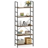 Image de CostwayÉtagère 5 Niveaux Bibliothèque de 160 cm de Hauteur avec Cadre Métallique Kits Anti-Basculement Organisateur de Rangement Brun Rustique