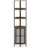 Image de CostwayÉtagère d'Angle à 6 Niveaux Bibliothèque d'Angle avec Armoire et Portes Étagère Indépendante pour Plantes Style Industriel Marron Rustique