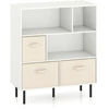 Image de CostwayBibliothèque 6 Cubes Étagère 3 Niveaux avec 3 Tiroirs Pliables Amovibles en Tissu Organisateur de Rangement Moderne Autoportant Blanc