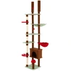 Image de CostwayArbre à Chat du Sol au Plafond Tour à Chat Réglable en Hauteur avec Condo et Hamac Panier Suspendu Rotatif Poteaux à Griffer en Sisal Marron