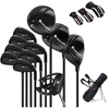 Image de CostwayClubs de Golf avec Support / Driver #1 en Titane 460CC Bois 3 Fairway & Hybride 4 avec 3 Housses de Tête Fers #6-SW Putter Usiné CNC Noir