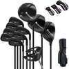 Image de CostwayClubs de Golf Portable Léger / Driver #1 en Titane 460CC Bois 3 Fairway & Hybride 4 avec 3 Housses de Tête Fers #6-SW Putter Usiné CNC Noir