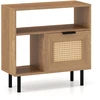 Image de CostwayTable de Chevet en Rotin Bohème Table d'Appoint avec Étagère de Rangement Armoire et Pieds en Métal Table de Nuit Rustique Naturel