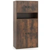 Image de CostwayBibliothèque de 111 CM de Hauteur avec 4 Portes Organisateur de Rangement Moderne à 4 Niveaux avec Étagère réglable Cabinet Marron Rustique