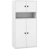 Image de CostwayBibliothèque de 111 CM de Hauteur avec 4 Portes Organisateur de Rangement Moderne à 4 Niveaux avec Étagère réglable Cabinet Blanc