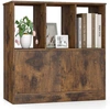 Image de CostwayBibliothèque 3 Cube avec Portes Étagère Cubique 3 Niveaux avec Compartiments Ouverts et Placard Étagère D’exposition en Bois sur Pied Café
