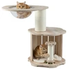 Image de CostwayArbre à Chat en Bois Tour pour Chaton à 3 Niveaux avec Condo Capsule Spatiale Poteaux à Griffer Piste à Billes en Bois Interactive Naturel