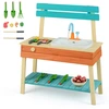 Image de CostwayCuisine de Jeu pour Enfants Jouet Cuisine avec Aliments Brochettes en Bois Grille de Barbecue Bouton de Rotation Robinet pour 3-8 ans Bleu
