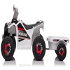 Image de CostwayQuad   lectrique Enfant avec Remorque Arri ¨re Voiture Roues R ©sistantes   l'Usure Bouton Marge/Marche/Arr  t pour 3+ Ans Blanc